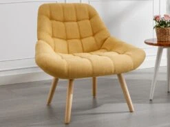 Fauteuil En Tissu Jaune Moutarde LUOSTO 13 Fauteuil En Tissu Jaune Moutarde LUOSTO -Fren Soldes Boutique fauteuil 19824117
