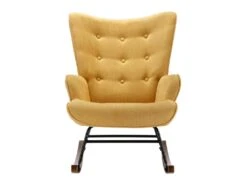 Fauteuil à Bascule En Tissu Chiné Jaune Moutarde ELMINA II -Fren Soldes Boutique fauteuil 19830199