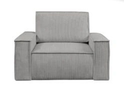 Fauteuil En Velours Côtelé Gris Clair AMELIA -Fren Soldes Boutique fauteuil 19914303