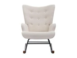 Fauteuil à Bascule En Tissu Chiné Beige ELMINA II -Fren Soldes Boutique fauteuil 21986015