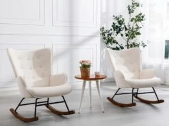 Fauteuil à Bascule En Tissu Chiné Beige ELMINA II