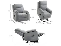 Fauteuil De Relaxation Releveur AUGUSTO Gris Clair Chiné -Fren Soldes Boutique fauteuil 21988461