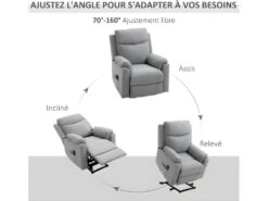 Fauteuil De Relaxation Releveur AUGUSTO Gris Clair Chiné -Fren Soldes Boutique fauteuil 21988465