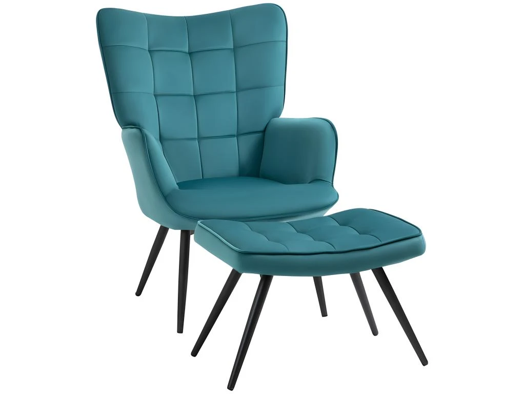 Fauteuil Design Et Repose-pieds MERIDA Bleu Canard 1 Fauteuil Design Et Repose-pieds MERIDA Bleu Canard
