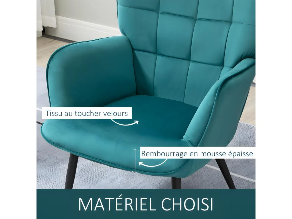 Fauteuil Design Et Repose-pieds MERIDA Bleu Canard 5 Fauteuil Design Et Repose-pieds MERIDA Bleu Canard – Image 5