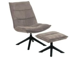 Blizzard Fauteuil Lounge Avec Tabouret Beige, Noir.