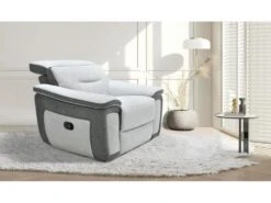 Fauteuil Relax En Microfibre Bicolore Anthracite Et Gris Clair PARUA