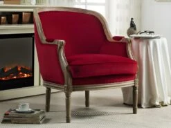 Fauteuil En Velours ALIENOR - Rouge