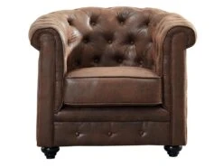 Fauteuil CHESTERFIELD En Microfibre Aspect Cuir Vieilli -Fren Soldes Boutique fauteuil 278423