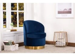 Fauteuil SANELA En Velours - Bleu Nuit