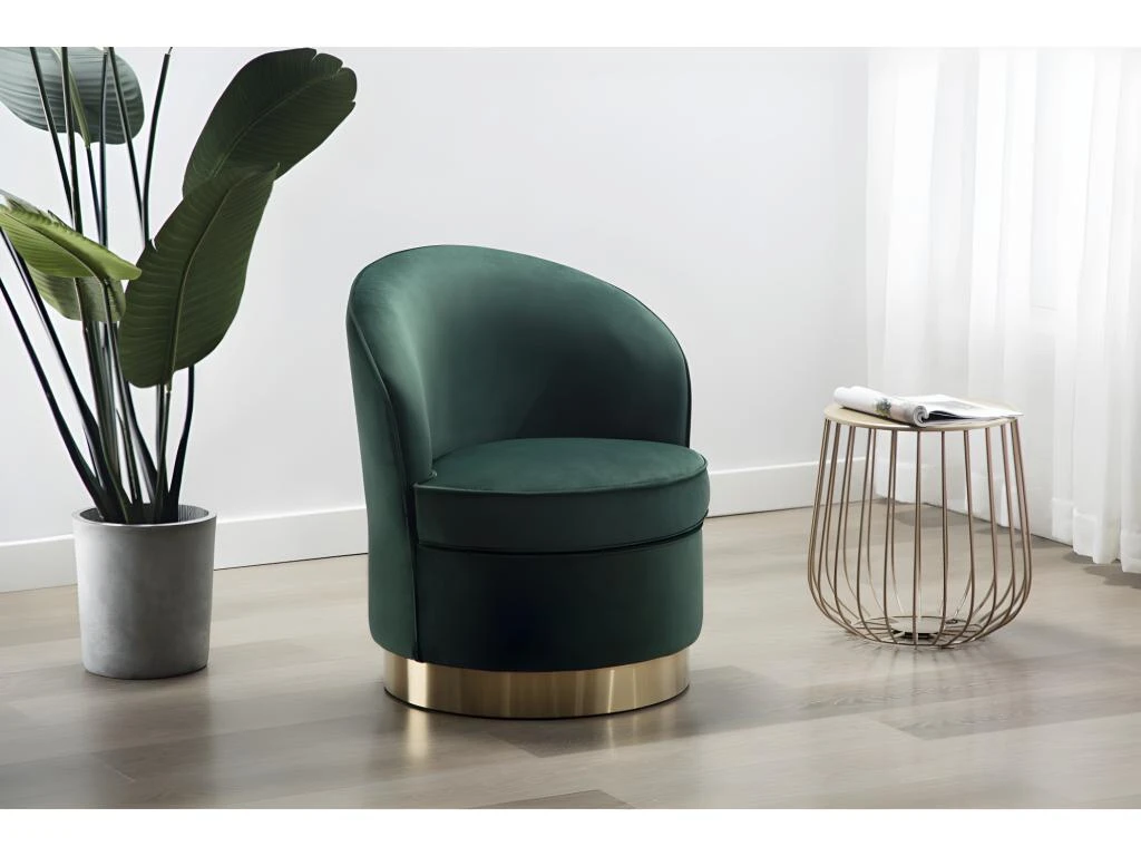 Fauteuil SANELA En Velours - Vert Sapin 1 Fauteuil SANELA En Velours - Vert Sapin
