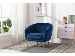 Fauteuil Cabriolet En Velours PABLITO - Bleu Roi