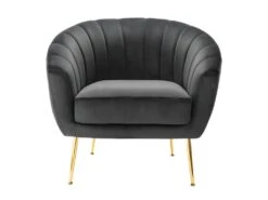 Fauteuil Cabriolet En Velours PABLITO - Anthracite -Fren Soldes Boutique fauteuil 403783