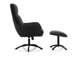 Fauteuil Inclinable En Lin Avec Repose-pieds ARBORI - Gris Anthracite -Fren Soldes Boutique fauteuil 433647