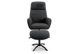 Fauteuil Inclinable En Lin Avec Repose-pieds ARBORI - Gris Anthracite -Fren Soldes Boutique fauteuil 433649