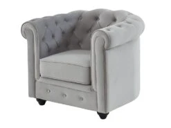 Lot De 2 Fauteuils CHESTERFIELD - Velours Gris Clair -Fren Soldes Boutique fauteuil 486241