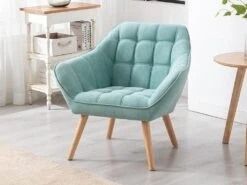 Fauteuil En Tissu Vert D'eau CASERTA -Fren Soldes Boutique fauteuil 492067