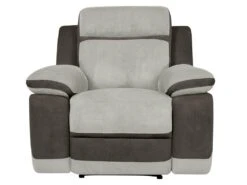 Fauteuil Relax En Microfibre Gris Clair Et Bandes Marrons TALCA -Fren Soldes Boutique fauteuil 6815461