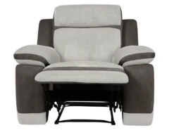 Fauteuil Relax En Microfibre Gris Clair Et Bandes Marrons TALCA -Fren Soldes Boutique fauteuil 6815463