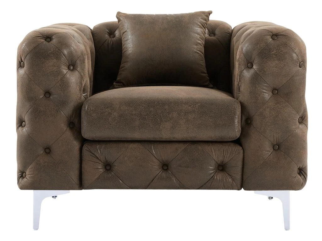 Fauteuil Chesterfield En Microfibre Aspect Cuir Vieilli EDWINA 3 Fauteuil Chesterfield En Microfibre Aspect Cuir Vieilli EDWINA – Image 3