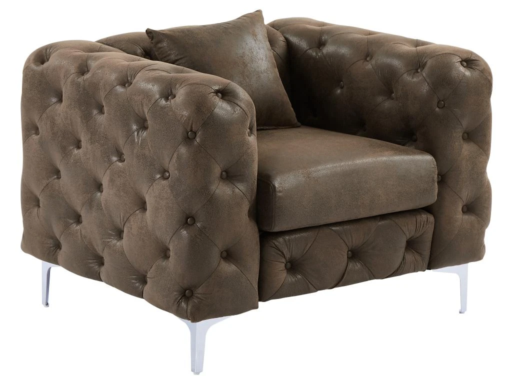 Fauteuil Chesterfield En Microfibre Aspect Cuir Vieilli EDWINA 2 Fauteuil Chesterfield En Microfibre Aspect Cuir Vieilli EDWINA – Image 2
