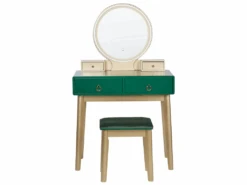 Coiffeuse Avec Miroir à LED Et Tabouret Vert Et Doré FEDRY 10 Coiffeuse Avec Miroir à LED Et Tabouret Vert Et Doré FEDRY -Fren Soldes Boutique meuble coiffeuse 12594399