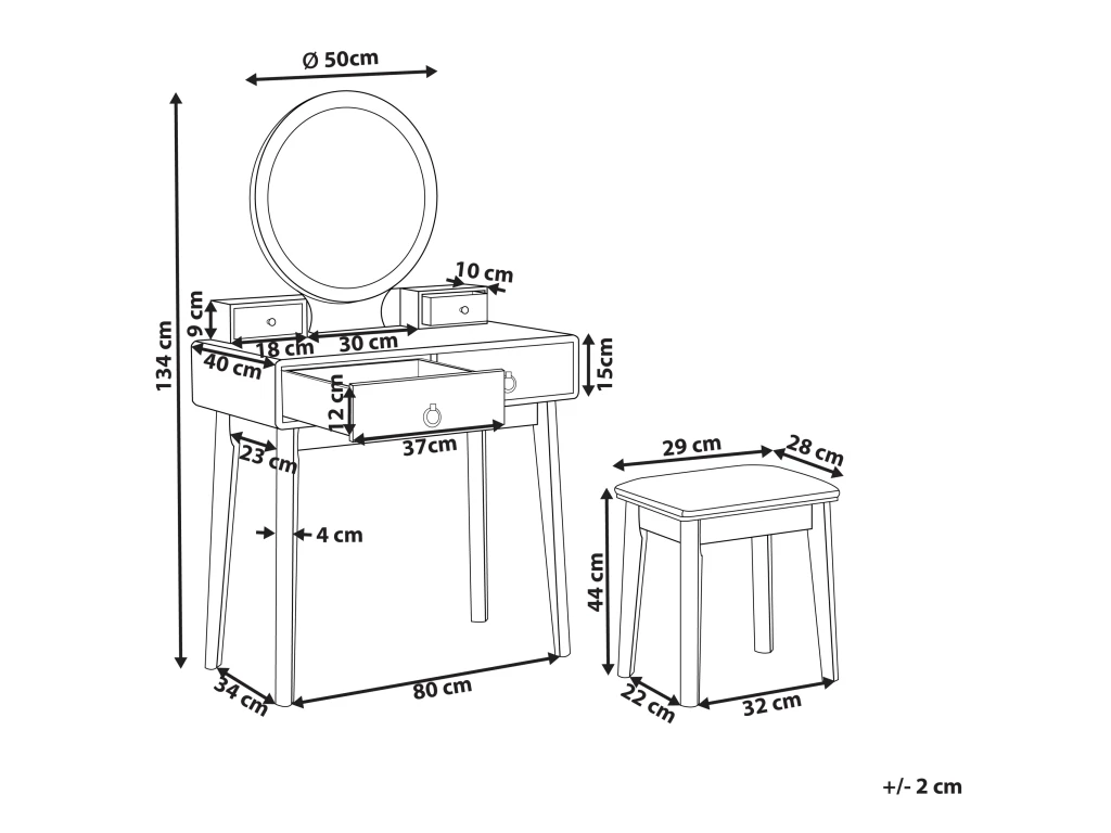 Coiffeuse Avec Miroir à LED Et Tabouret Vert Et Doré FEDRY 8 Coiffeuse Avec Miroir à LED Et Tabouret Vert Et Doré FEDRY – Image 8