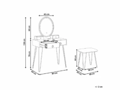 Coiffeuse Blanc Et Noir Avec Miroir à LED Et Tabouret SOYE -Fren Soldes Boutique meuble coiffeuse 12595179