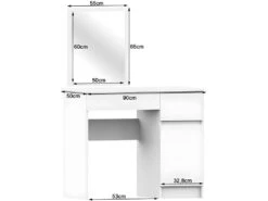 TOLIO - Coiffeuse Style Moderne Chambre à Coucher - 142x90x50 - 2 Tiroirs - Bureau -Fren Soldes Boutique meuble coiffeuse 12685127