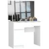 TOLIO - Coiffeuse Style Moderne Chambre à Coucher - 142x90x50 - 2 Tiroirs+miroir - Bureau