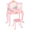 Coiffeuse En Bois Et Tabouret Rose Pour Enfant Princesse