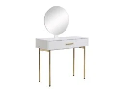 Coiffeuse Avec Miroir Et Tiroir - MDF Et Métal - Blanc Laqué Et Doré - VONALI De Pascal Morabito 10 Coiffeuse Avec Miroir Et Tiroir - MDF Et Métal - Blanc Laqué Et Doré - VONALI De Pascal Morabito -Fren Soldes Boutique meuble coiffeuse 14455175