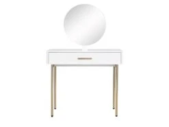 Coiffeuse Avec Miroir Et Tiroir - MDF Et Métal - Blanc Laqué Et Doré - VONALI De Pascal Morabito 11 Coiffeuse Avec Miroir Et Tiroir - MDF Et Métal - Blanc Laqué Et Doré - VONALI De Pascal Morabito -Fren Soldes Boutique meuble coiffeuse 14455177