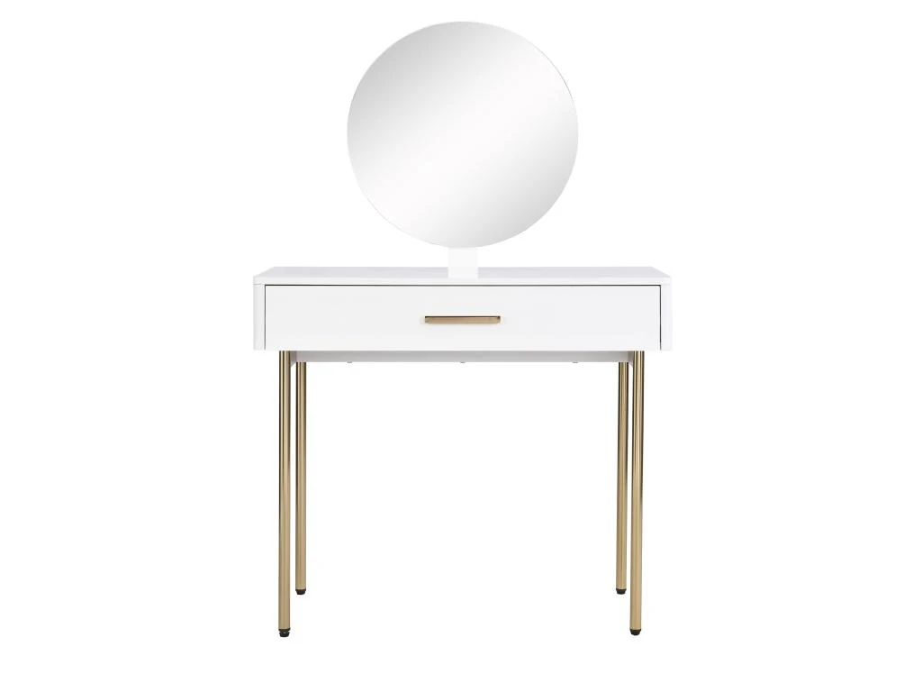 Coiffeuse Avec Miroir Et Tiroir - MDF Et Métal - Blanc Laqué Et Doré - VONALI De Pascal Morabito 4 Coiffeuse Avec Miroir Et Tiroir - MDF Et Métal - Blanc Laqué Et Doré - VONALI De Pascal Morabito – Image 4