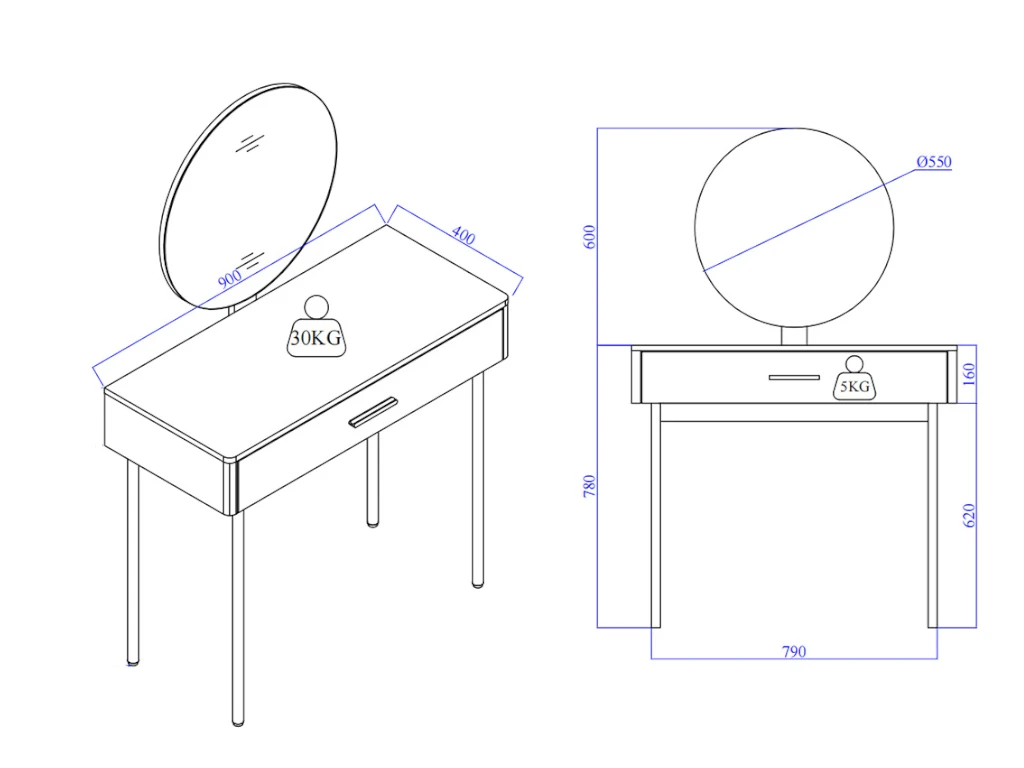 Coiffeuse Avec Miroir Et Tiroir - MDF Et Métal - Blanc Laqué Et Doré - VONALI De Pascal Morabito 8 Coiffeuse Avec Miroir Et Tiroir - MDF Et Métal - Blanc Laqué Et Doré - VONALI De Pascal Morabito – Image 8