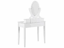 Coiffeuse Blanche 4 Tiroirs Avec Miroir Et Tabouret LUNE -Fren Soldes Boutique meuble coiffeuse 16105383