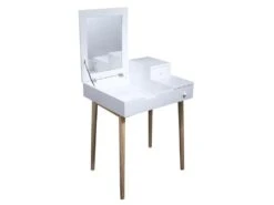 Coiffeuse Blanche Avec Miroir Rabattable Elsa -Fren Soldes Boutique meuble coiffeuse 18071155