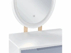 Coiffeuse Blanc Et Gris Avec 1 Tiroir Un Miroir à LED Et Un Tabouret VESOUL -Fren Soldes Boutique meuble coiffeuse 18218769