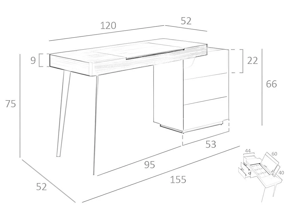 Coiffeuse En Bois De Wengé 7136 ANGEL CERDA 5 Coiffeuse En Bois De Wengé 7136 ANGEL CERDA – Image 5