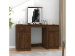 Coiffeuse Avec Miroir Chêne Marron 130x50x132,5 Cm