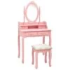 Ensemble De Coiffeuse Avec Tabouret 75 X 69 X 140 Cm Rose 02_0006271