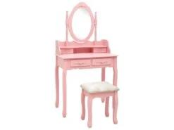 Ensemble De Coiffeuse Avec Tabouret 75 X 69 X 140 Cm Rose 02_0006271