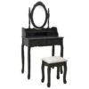 Ensemble De Coiffeuse Avec Tabouret 75 X 69 X 140 Cm Noir 02_0006383