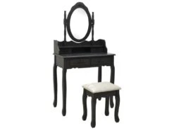 Ensemble De Coiffeuse Avec Tabouret 75 X 69 X 140 Cm Noir 02_0006383