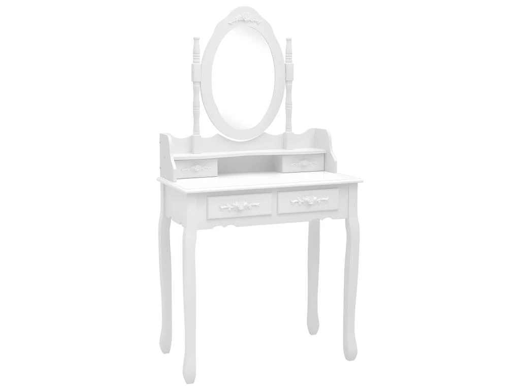 Ensemble De Coiffeuse Avec Tabouret 75 X 69 X 140cm Blanc 02_0006379 2 Ensemble De Coiffeuse Avec Tabouret 75 X 69 X 140cm Blanc 02_0006379 – Image 2