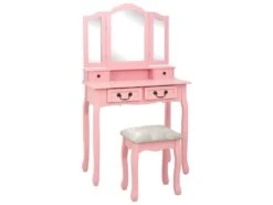 Ensemble De Coiffeuse Avec Tabouret 80 X 69 X 141 Cm Rose 02_0006325