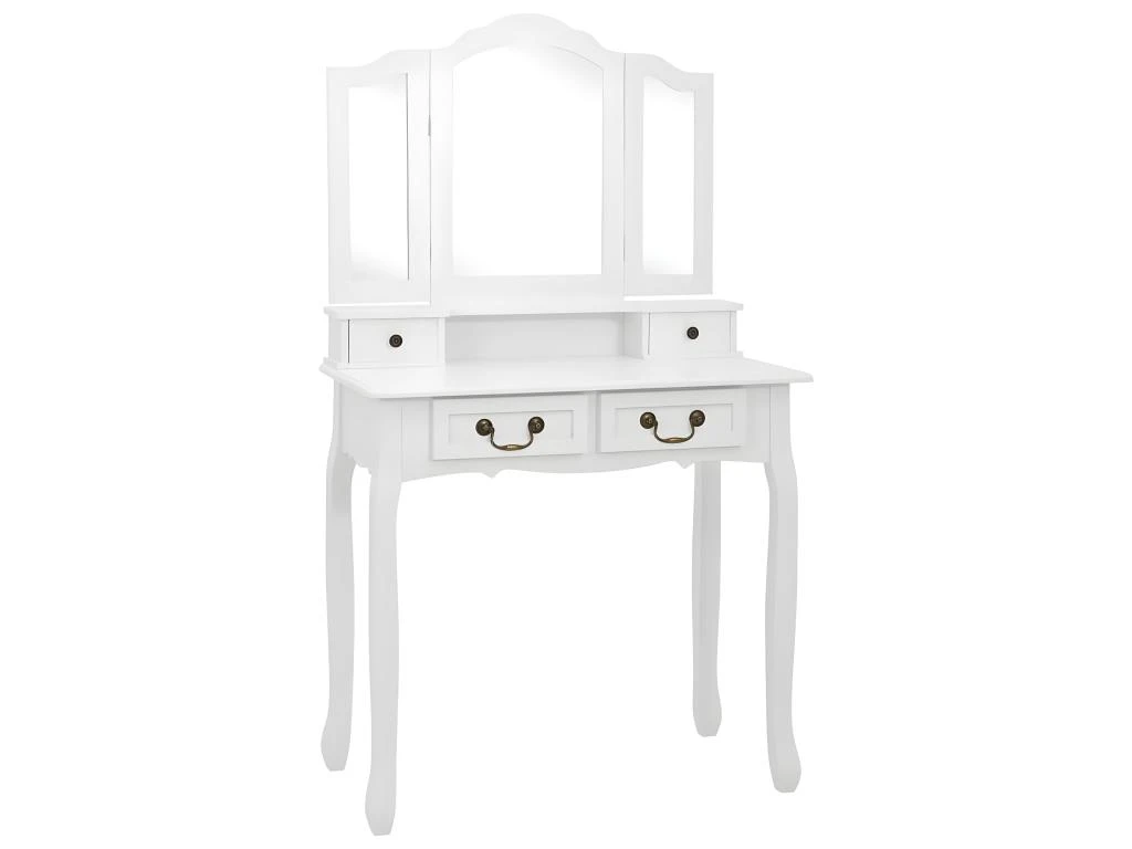 Ensemble De Coiffeuse Avec Tabouret 80 X 69 X 141cm Blanc 02_0006222 2 Ensemble De Coiffeuse Avec Tabouret 80 X 69 X 141cm Blanc 02_0006222 – Image 2