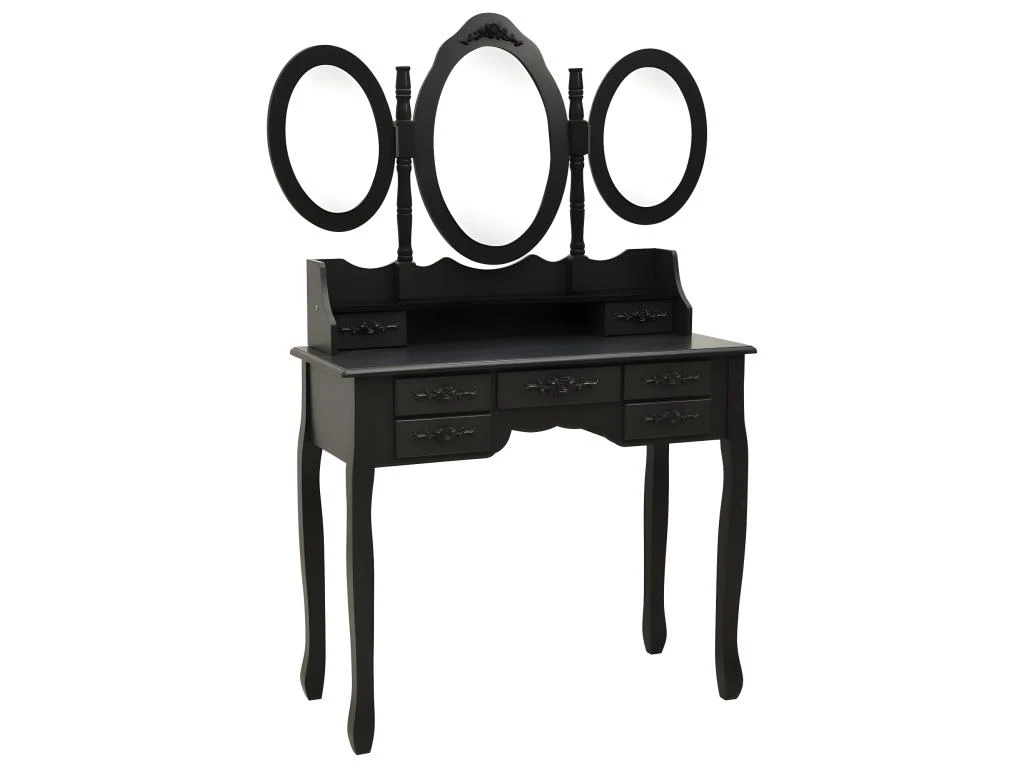 Coiffeuse Table De Maquillage Design Meuble Mobilier De Chambre Avec Tabouret Et Miroir 90 X 40 X 146 Cm Pliable En 3 Noir 02_0006381 2 Coiffeuse Table De Maquillage Design Meuble Mobilier De Chambre Avec Tabouret Et Miroir 90 X 40 X 146 Cm Pliable En 3 Noir 02_0006381 – Image 2
