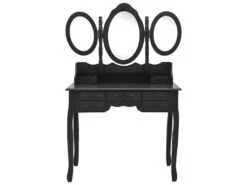 Coiffeuse Table De Maquillage Design Meuble Mobilier De Chambre Avec Tabouret Et Miroir 90 X 40 X 146 Cm Pliable En 3 Noir 02_0006381 7 Coiffeuse Table De Maquillage Design Meuble Mobilier De Chambre Avec Tabouret Et Miroir 90 X 40 X 146 Cm Pliable En 3 Noir 02_0006381 -Fren Soldes Boutique meuble coiffeuse 19063143