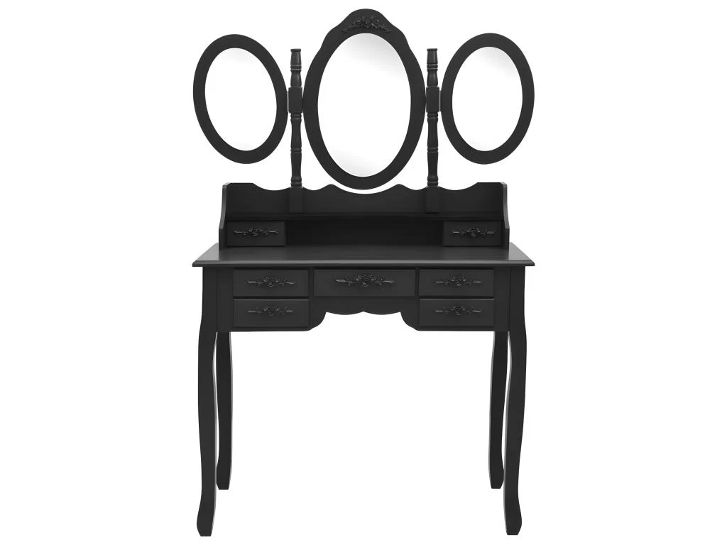 Coiffeuse Table De Maquillage Design Meuble Mobilier De Chambre Avec Tabouret Et Miroir 90 X 40 X 146 Cm Pliable En 3 Noir 02_0006381 3 Coiffeuse Table De Maquillage Design Meuble Mobilier De Chambre Avec Tabouret Et Miroir 90 X 40 X 146 Cm Pliable En 3 Noir 02_0006381 – Image 3